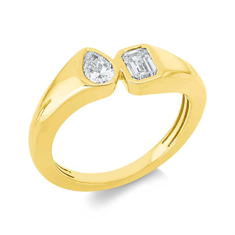 Ring    aus 750/-18 Karat Gelbgold mit 2 Diamanten 0