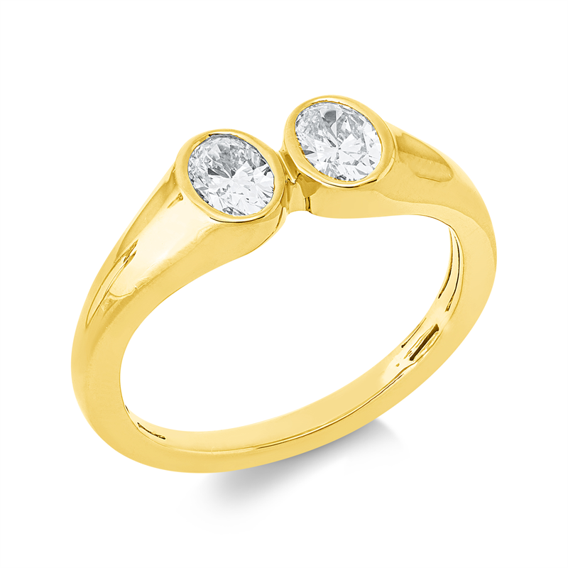 Ring    aus 750/-18 Karat Gelbgold mit 2 Diamanten 0