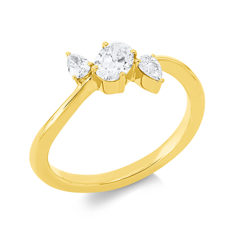 Ring    aus 750/-18 Karat Gelbgold mit 3 Diamanten 0