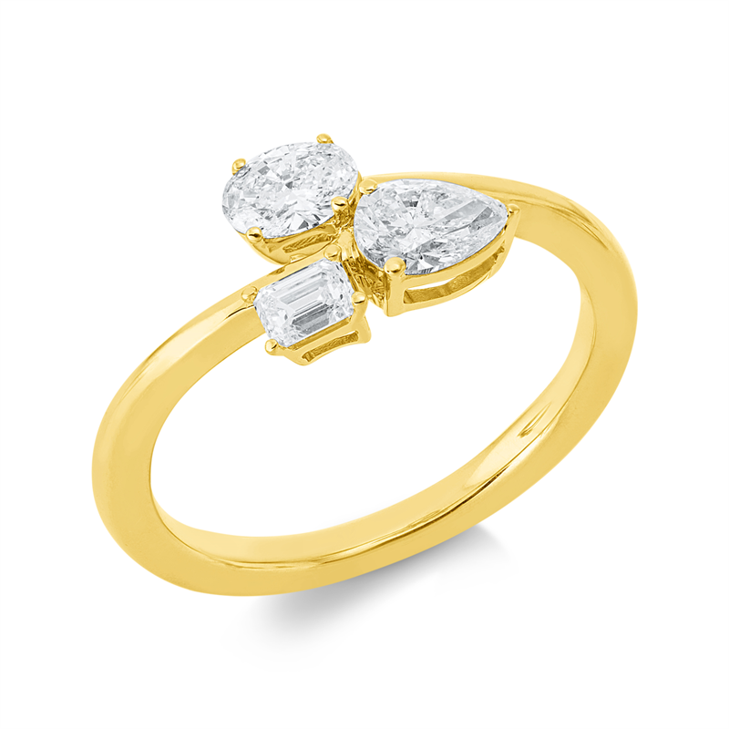 Ring    aus 750/-18 Karat Gelbgold mit 3 Diamanten 0