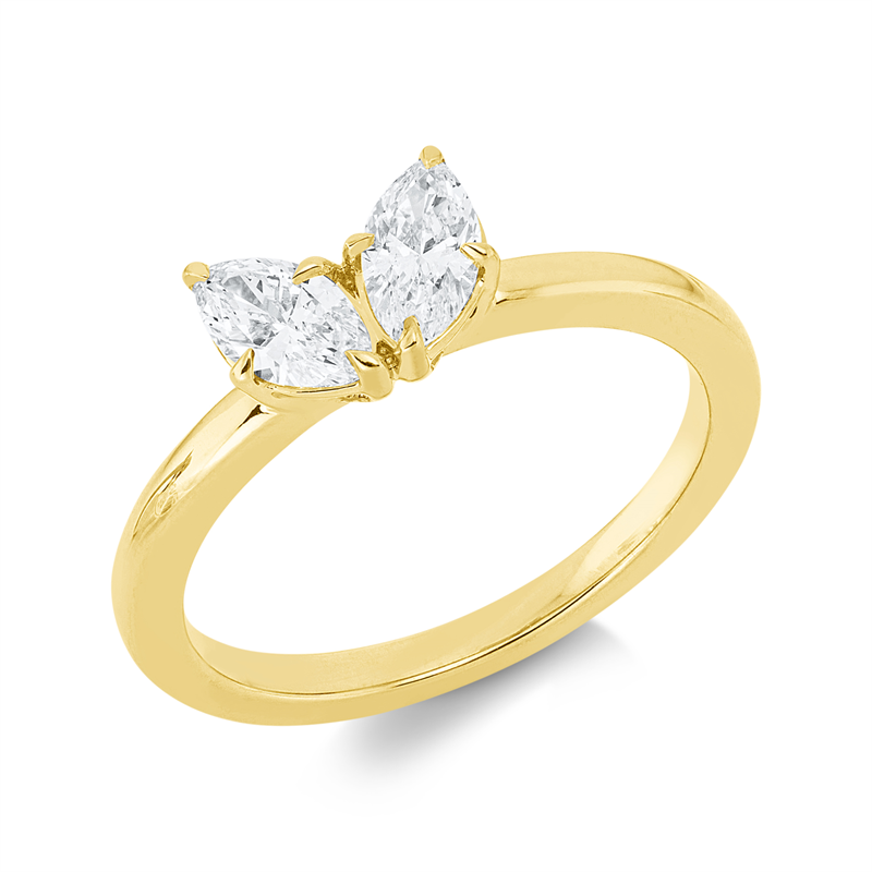 Ring    aus 750/-18 Karat Gelbgold mit 2 Diamanten 0
