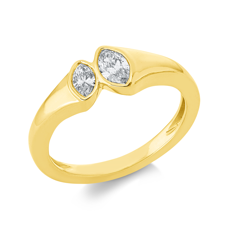Ring    aus 750/-18 Karat Gelbgold mit 2 Diamanten 0