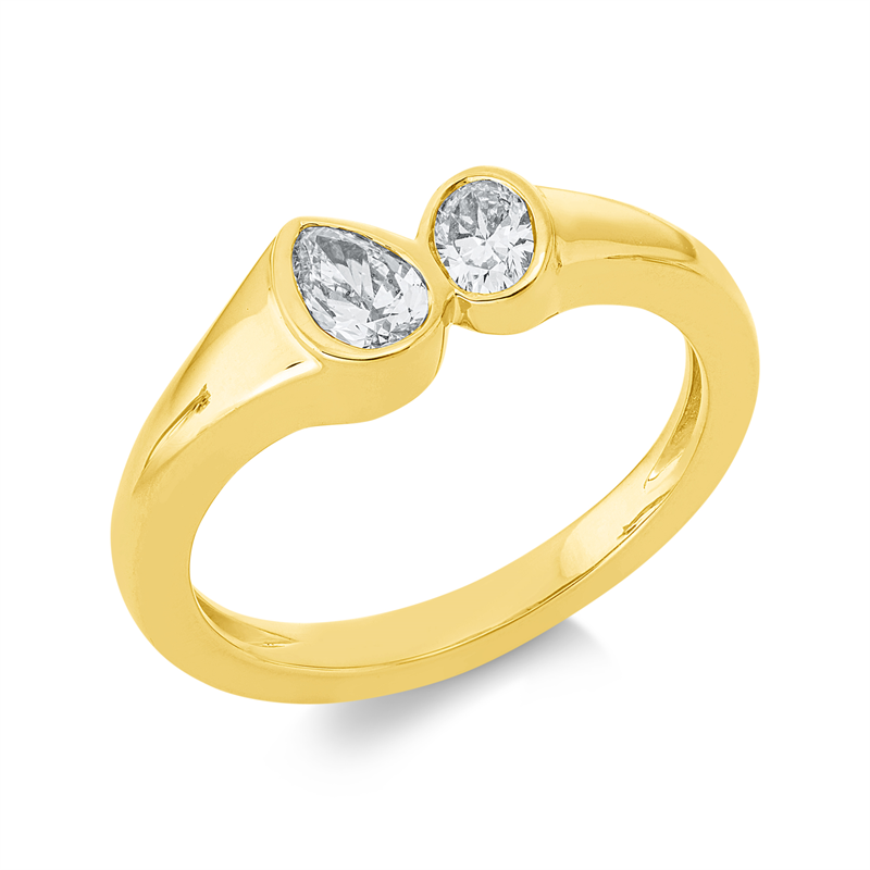 Ring    aus 750/-18 Karat Gelbgold mit 2 Diamanten 0