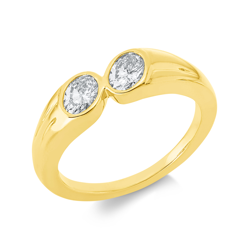 Ring    aus 750/-18 Karat Gelbgold mit 2 Diamanten 0