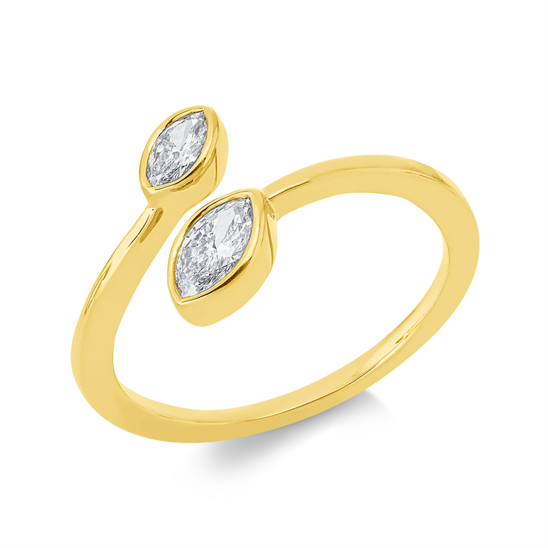 Ring    aus 750/-18 Karat Gelbgold mit 2 Diamanten 0