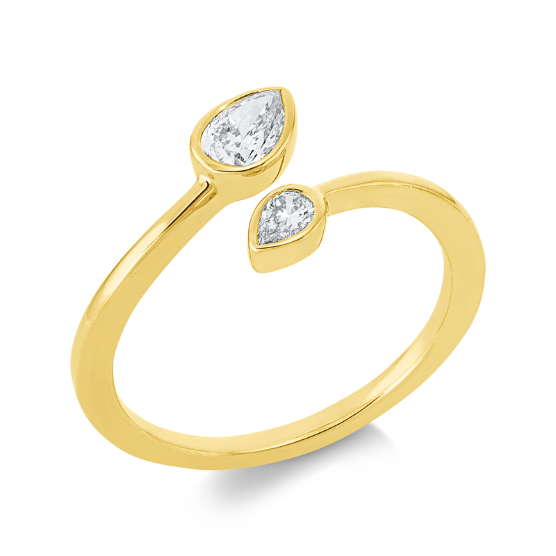 Ring    aus 750/-18 Karat Gelbgold mit 2 Diamanten 0