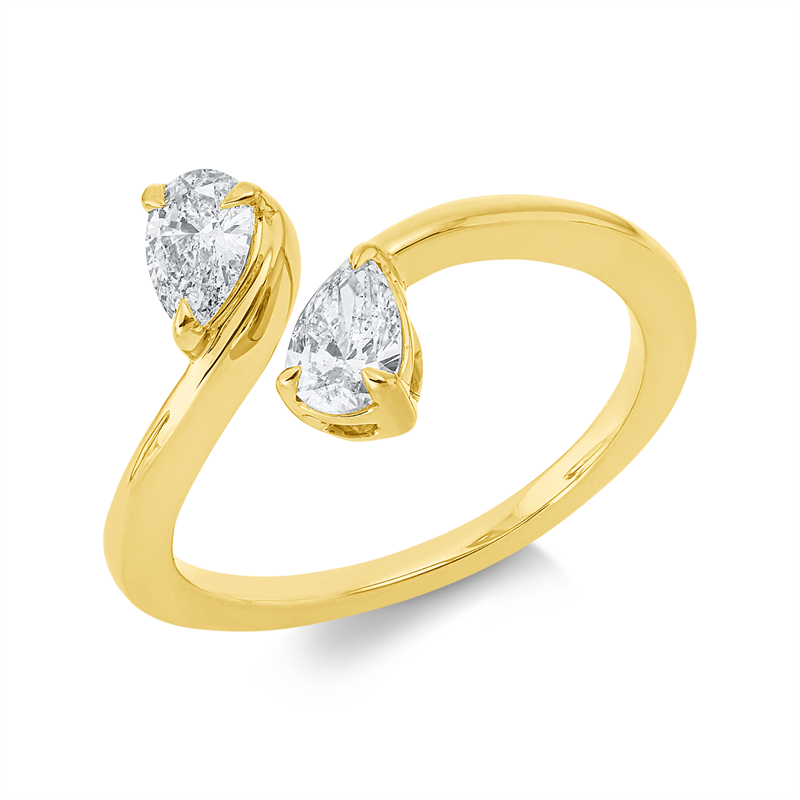 Ring    aus 750/-18 Karat Gelbgold mit 2 Diamanten 0
