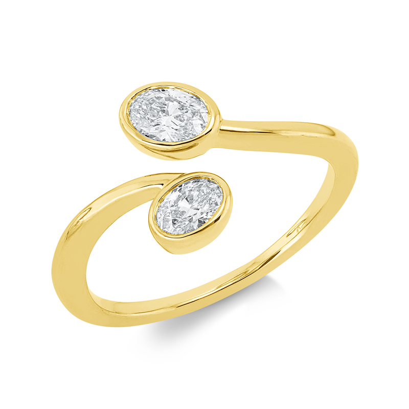 Ring    aus 750/-18 Karat Gelbgold mit 2 Diamanten 0
