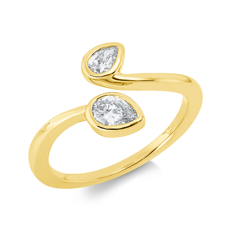 Ring    aus 750/-18 Karat Gelbgold mit 2 Diamanten 0