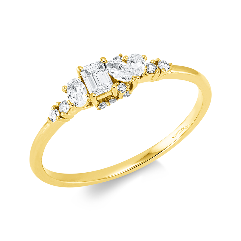 Ring    aus 750/-18 Karat Gelbgold mit 16 Diamanten 0