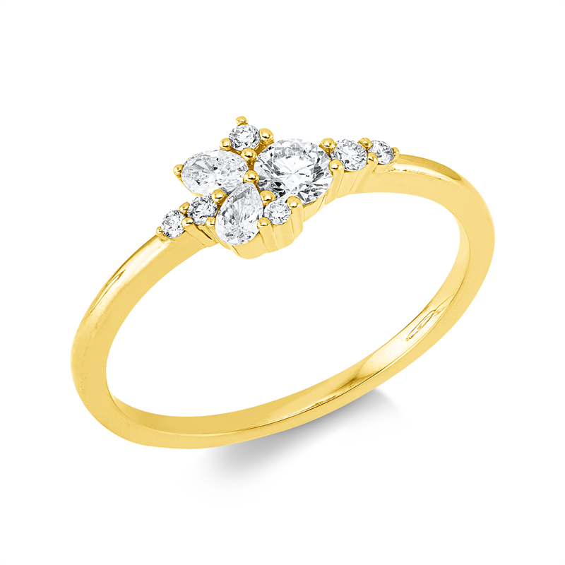 Ring    aus 750/-18 Karat Gelbgold mit 9 Diamanten 0
