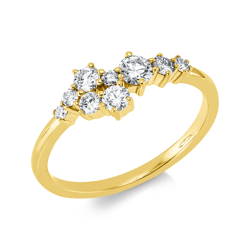Ring    aus 750/-18 Karat Gelbgold mit 9 Diamanten 0