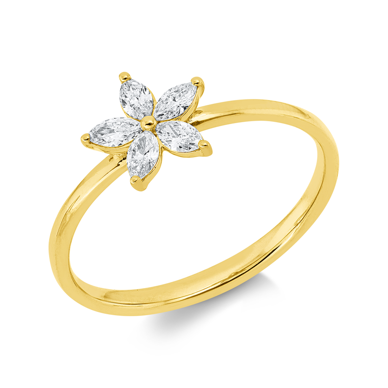 Ring    aus 750/-18 Karat Gelbgold mit 5 Diamanten 0