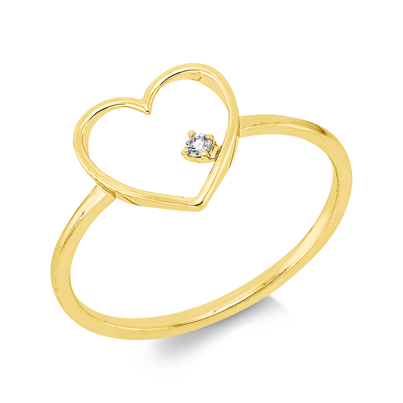 Ring    aus 750/-18 Karat Gelbgold mit 1 Diamant 0