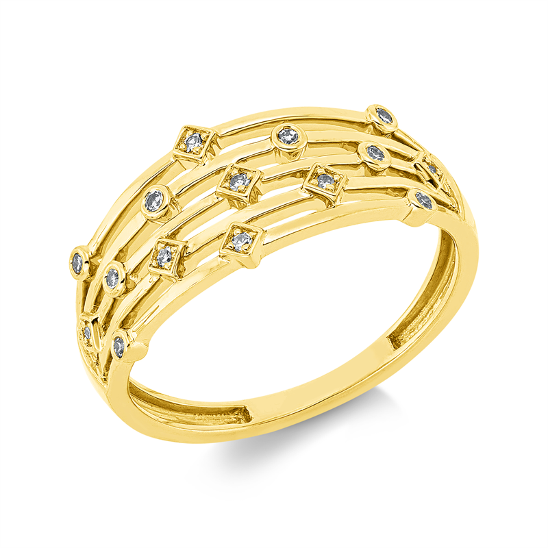 Ring    aus 750/-18 Karat Gelbgold mit 15 Diamanten 0