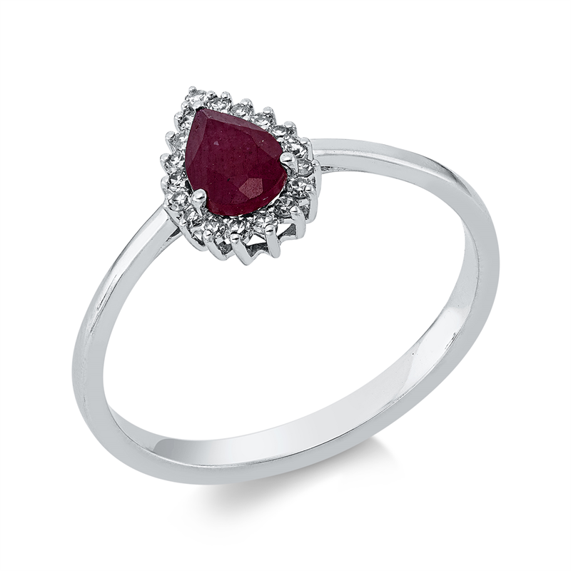 Ring mit Rubin  aus 750/-18 Karat Weißgold mit 18 Diamanten 0