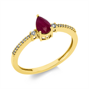 Ring mit Rubin  aus 750/-18 Karat Gelbgold mit 20 Diamanten 0