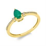 Ring mit Smaragd  aus 750/-18 Karat Gelbgold mit 20 Diamanten 0