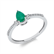 Ring mit Smaragd  aus 750/-18 Karat Weißgold mit 20 Diamanten 0