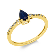 Ring mit Saphir  aus 750/-18 Karat Gelbgold mit 20 Diamanten 0