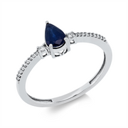 Ring mit Saphir  aus 750/-18 Karat Weißgold mit 20 Diamanten 0