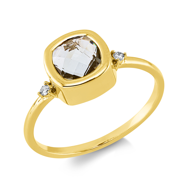Ring mit Amethyst  aus 750/-18 Karat Gelbgold mit 2 Diamanten 0