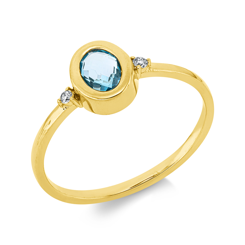 Ring mit Topas  aus 750/-18 Karat Gelbgold mit 2 Diamanten 0