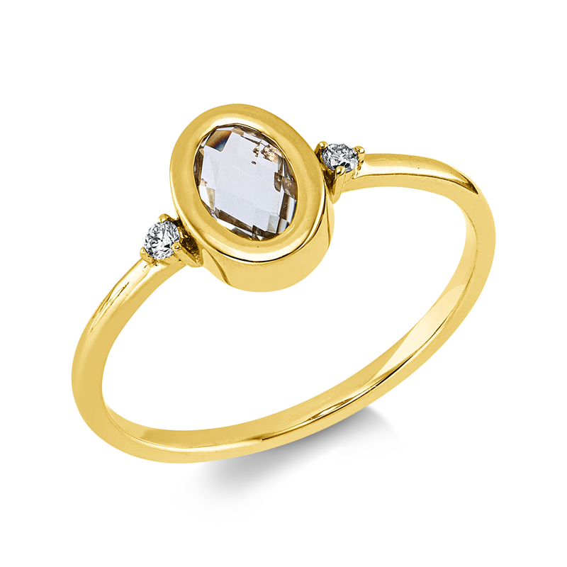 Ring mit Amethyst  aus 750/-18 Karat Gelbgold mit 2 Diamanten 0