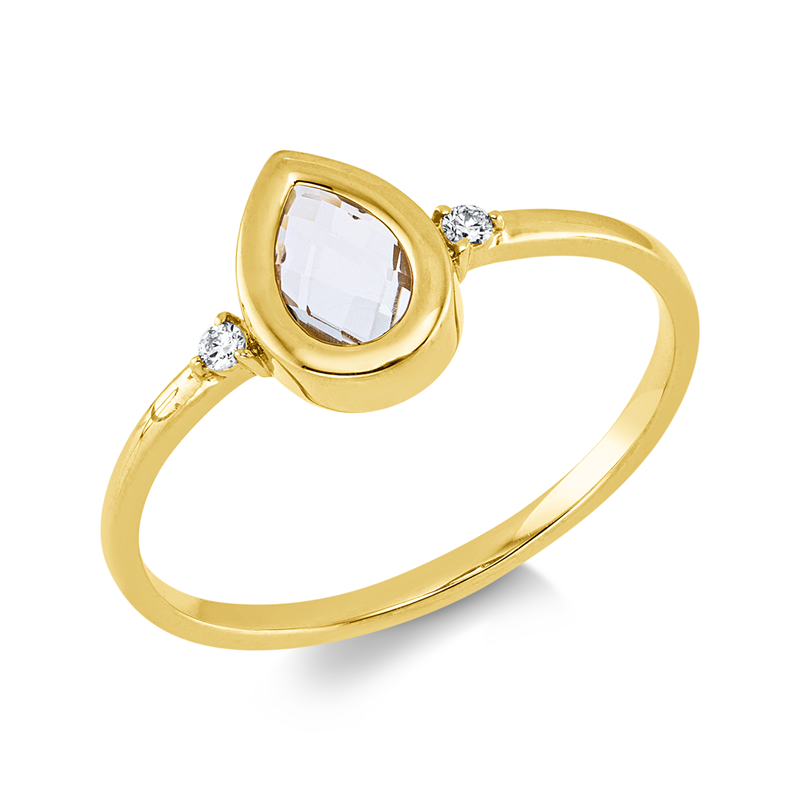 Ring mit Amethyst  aus 750/-18 Karat Gelbgold mit 2 Diamanten 0
