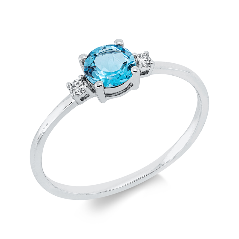 Ring mit Topas  aus 750/-18 Karat Weißgold mit 2 Diamanten 0
