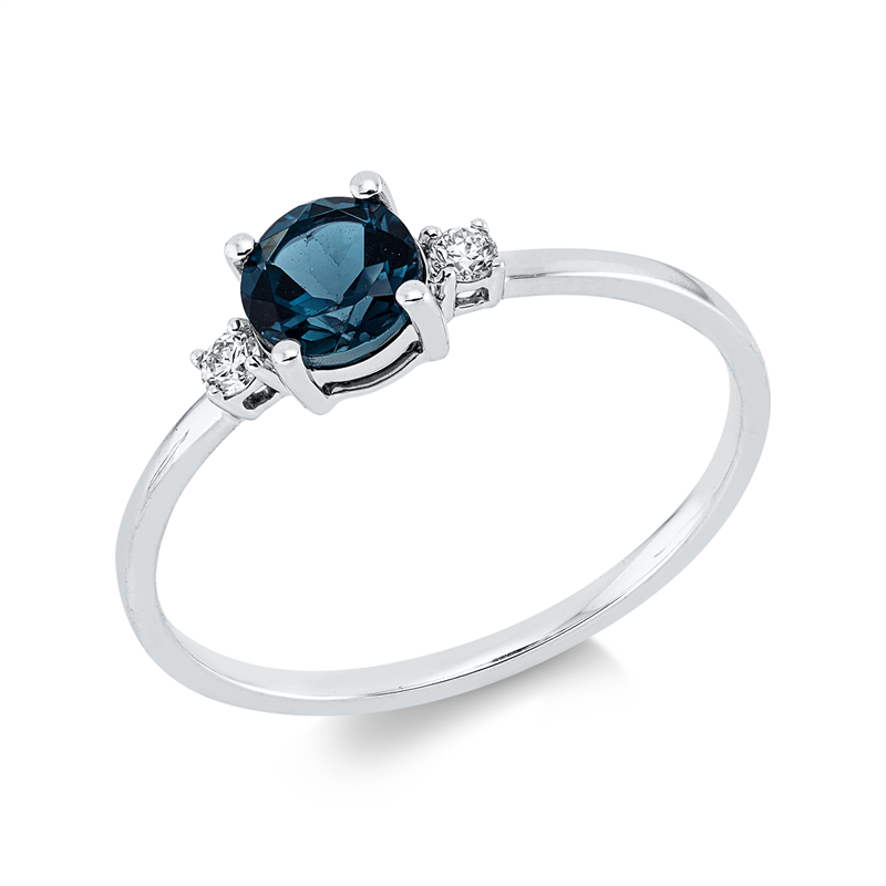 Ring mit Topas  aus 750/-18 Karat Weißgold mit 2 Diamanten 0