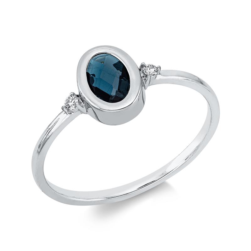 Ring mit Topas  aus 750/-18 Karat Weißgold mit 2 Diamanten 0