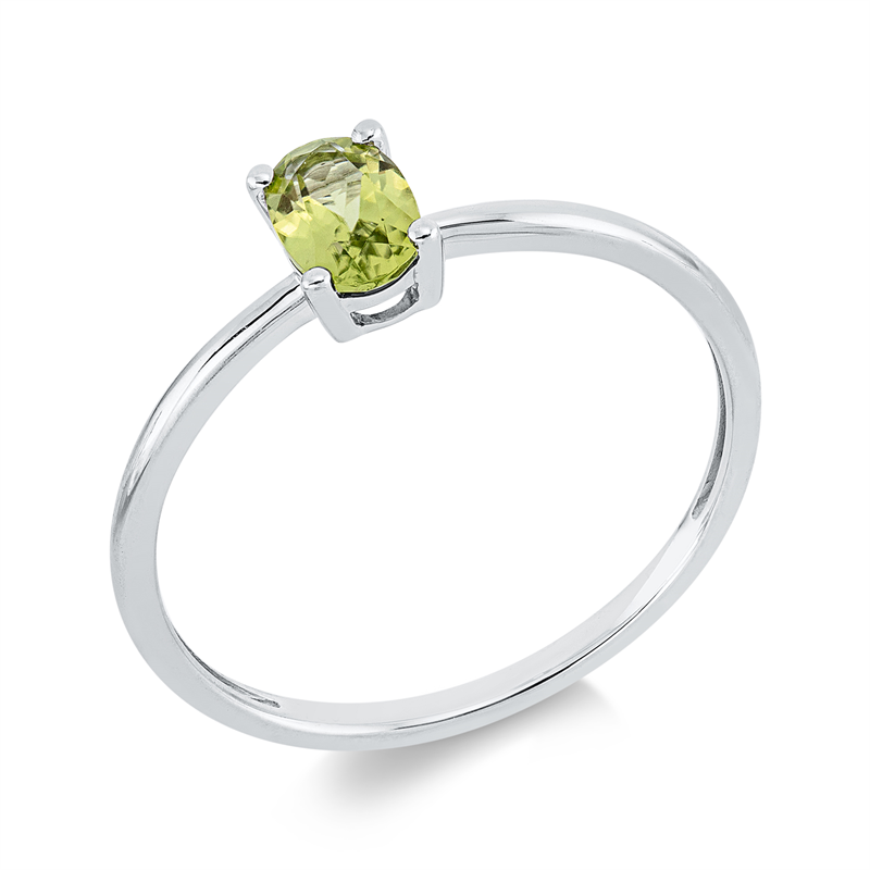 Ring mit Peridot  aus 750/-18 Karat Weißgold  