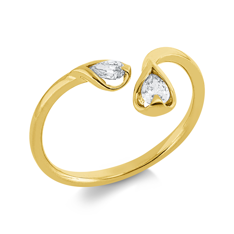 Ring    aus 750/-18 Karat Gelbgold mit 2 Diamanten 0