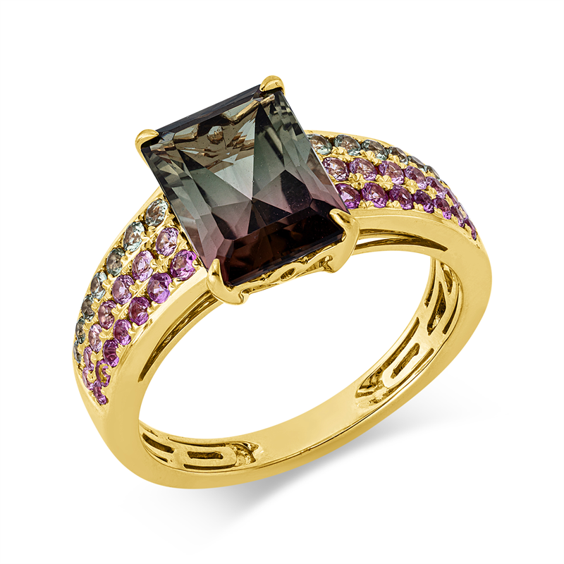 Ring mit Saphir  aus 750/-18 Karat Gelbgold  