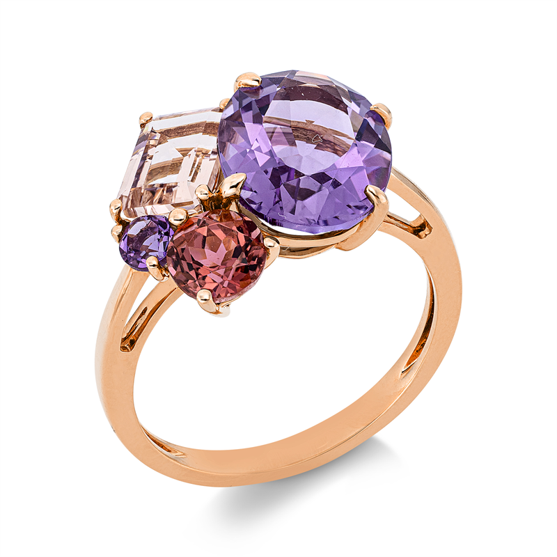 Ring mit Amethyst  aus 750/-18 Karat Rotgold  
