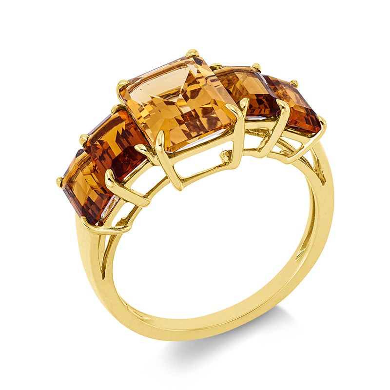Ring mit Citrin  aus 750/-18 Karat Gelbgold  