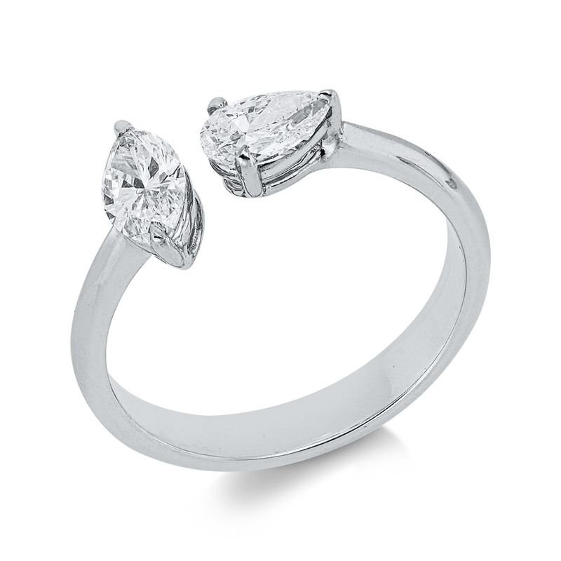 Ring    aus 750/-18 Karat Weißgold mit 2 Diamanten 0