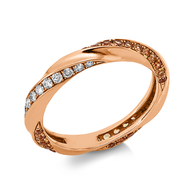 Ring mit Saphir  aus 750/-18 Karat Rotgold mit 14 Diamanten 0