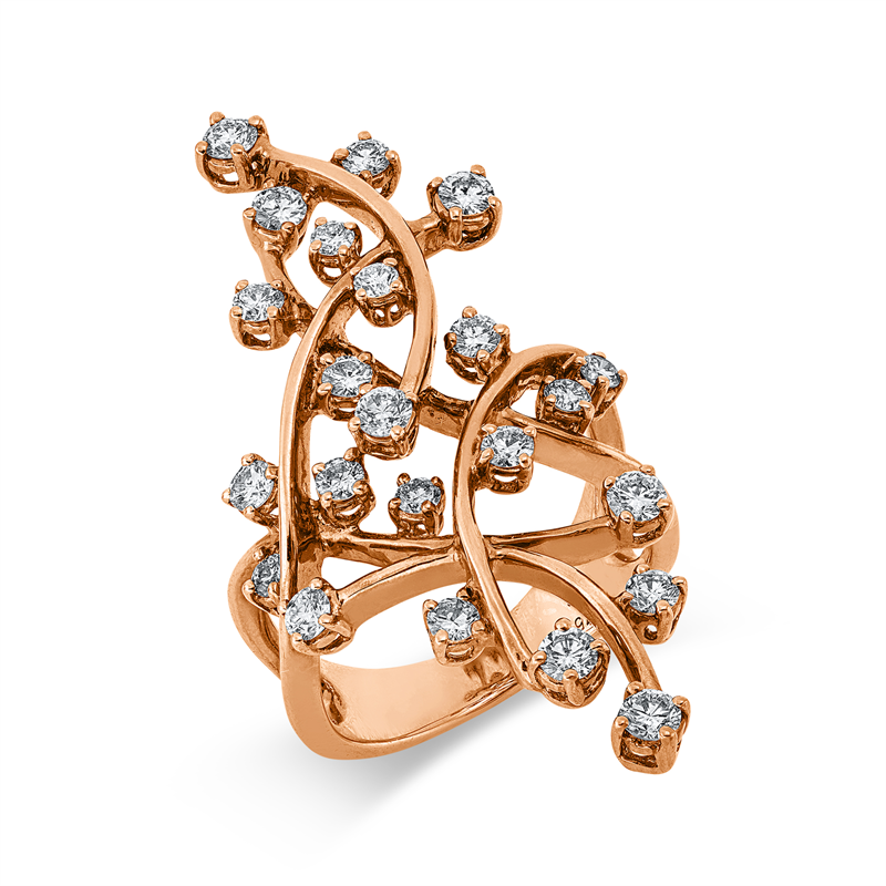 Ring    aus 750/-18 Karat Rotgold mit 23 Diamanten 1