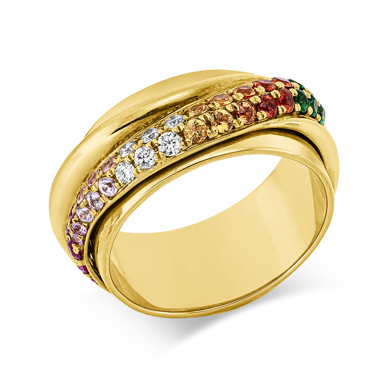 Ring mit Saphir  aus 750/-18 Karat Gelbgold mit 6 Diamanten 0
