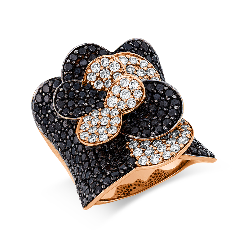 Ring    aus 750/-18 Karat Rotgold mit 282 Diamanten 6