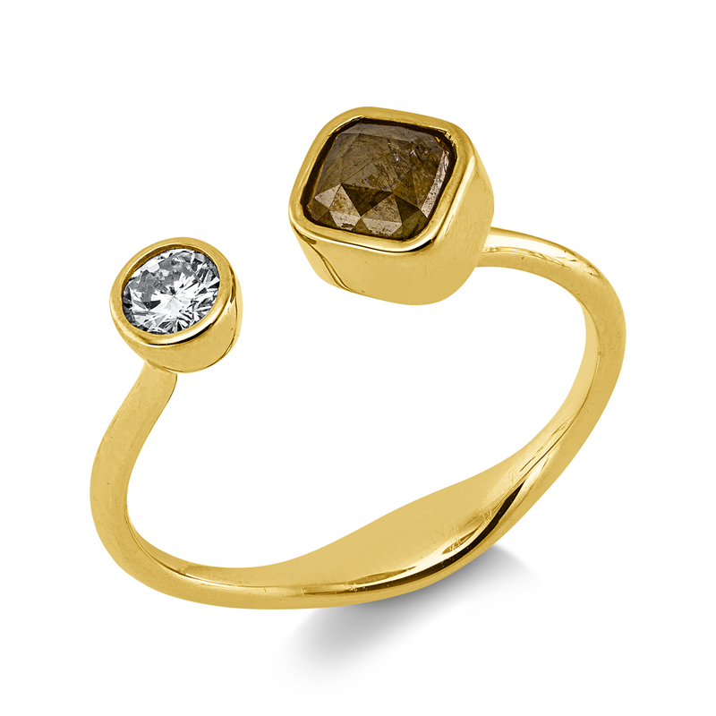 Ring    aus 750/-18 Karat Gelbgold mit 2 Diamanten 0