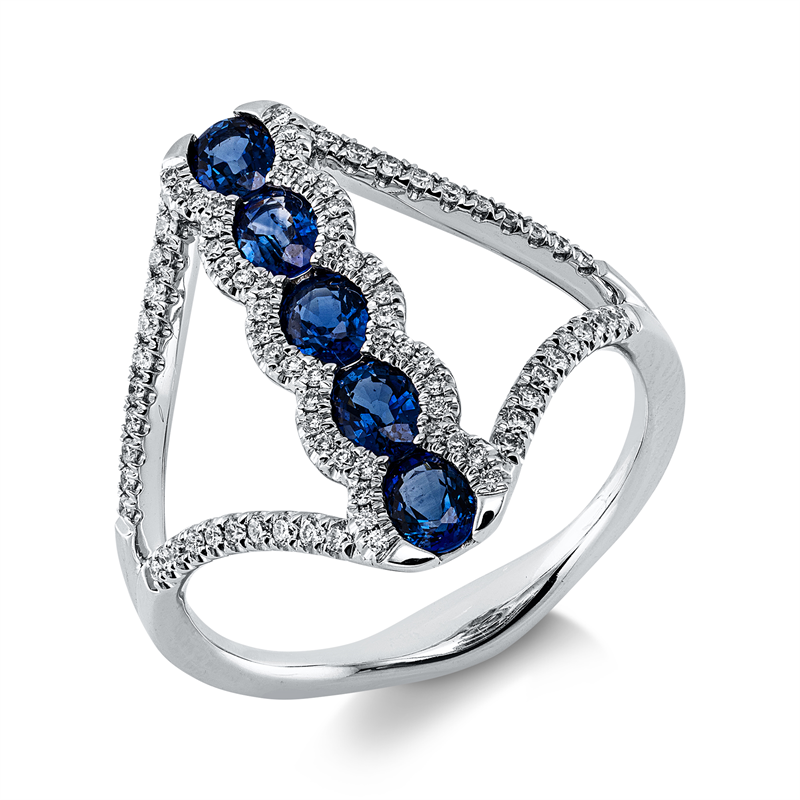 Ring mit Spinel  aus 750/-18 Karat Weißgold mit 84 Diamanten 0