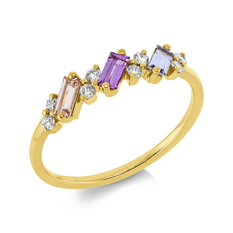 Ring mit Saphir  aus 750/-18 Karat Gelbgold mit 8 Diamanten 0
