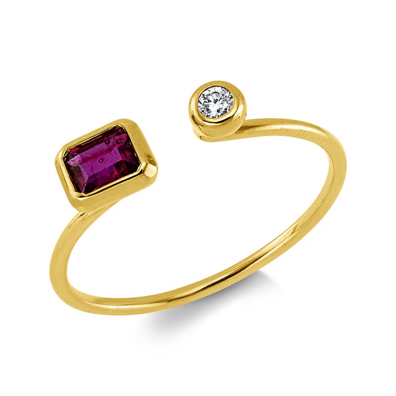 Ring mit Rubin  aus 750/-18 Karat Gelbgold mit 1 Diamant 0