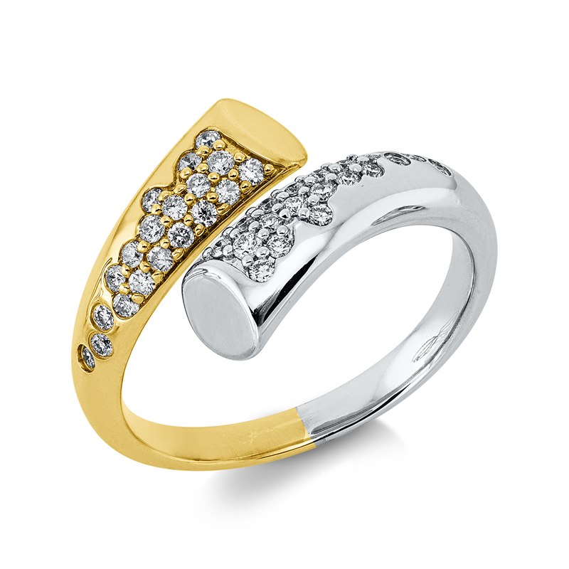 Ring    aus 585/-14 Karat Weißgold / Gelbgold mit 38 Diamanten 0