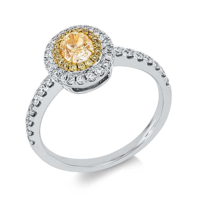 Ring    aus 750/-18 Karat Weißgold / Gelbgold mit 54 Diamanten 0
