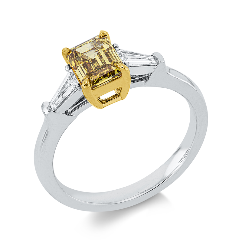 Ring    aus 750/-18 Karat Weißgold / Gelbgold mit 3 Diamanten 1