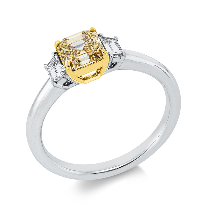 Ring    aus 750/-18 Karat Weißgold / Gelbgold mit 3 Diamanten 1